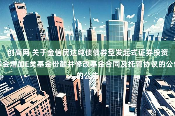 创高网 关于金信民达纯债债券型发起式证券投资基金增加E类基金份额并修改基金合同及托管协议的公告