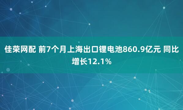 佳荣网配 前7个月上海出口锂电池860.9亿元 同比增长12.1%
