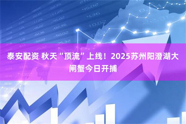泰安配资 秋天“顶流”上线！2025苏州阳澄湖大闸蟹今日开捕